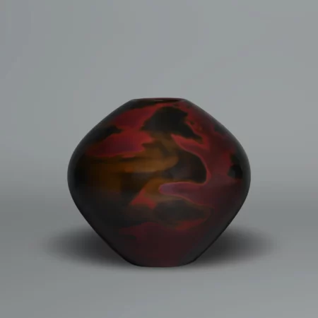 Vase en fer à patine rouge par Takahashi Keiten