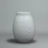 Pale celadon porcelain vase featuring finely carved lines by Fujii Shumei