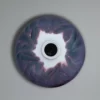 Arita porcelain vase depicting misty mountains in shades of pink, purple and blue glaze