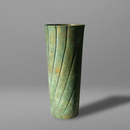 Vase cuivre patine verte oxydée, takaoka, japon